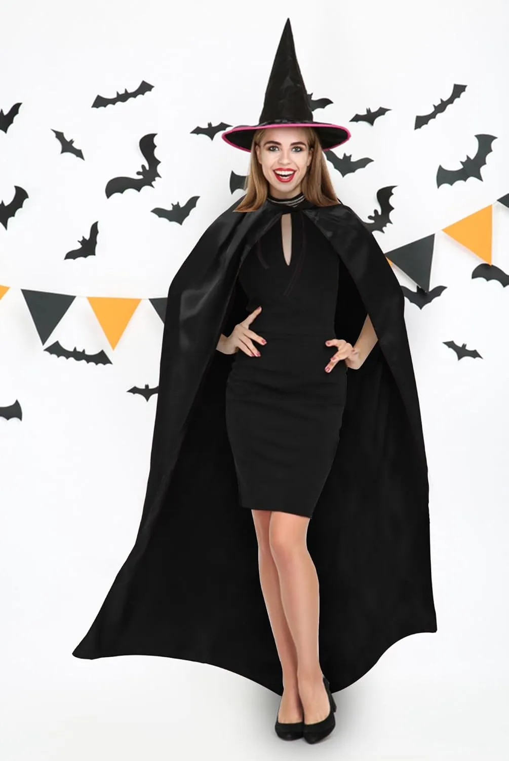 MoDooris Unisex Hooded Cloak Full-Length Halloween Cosplay Costumes Cape Robe Vampire Witch Costume Accessories,43" to 65.7"