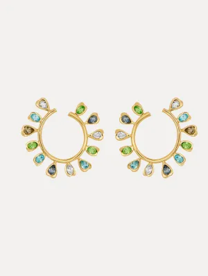 Multi-Colored Crystal Hoop Earrings