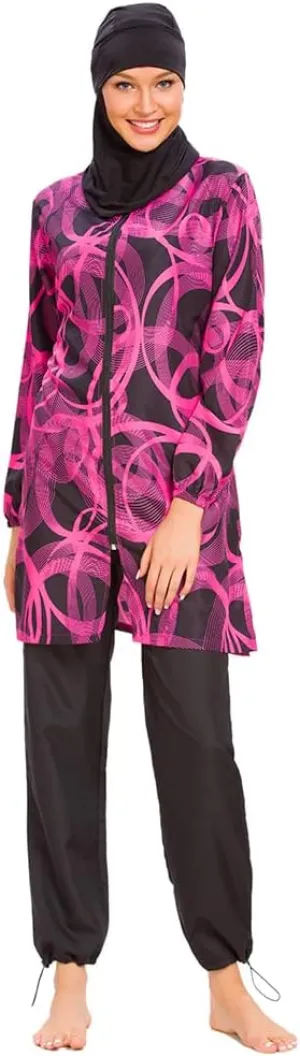 Muslim Swimsuits for Women Islamic Modest Swimwear 3 Piece Long Sleeve Burkinis