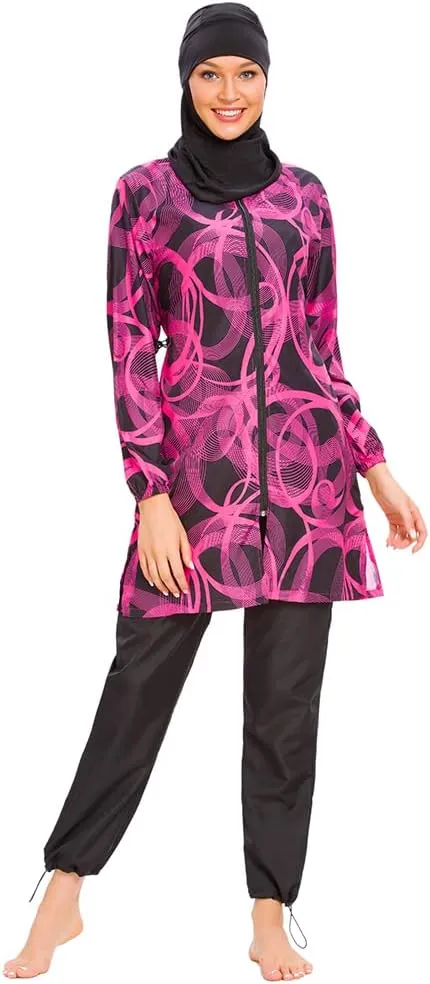 Muslim Swimsuits for Women Islamic Modest Swimwear 3 Piece Long Sleeve Burkinis