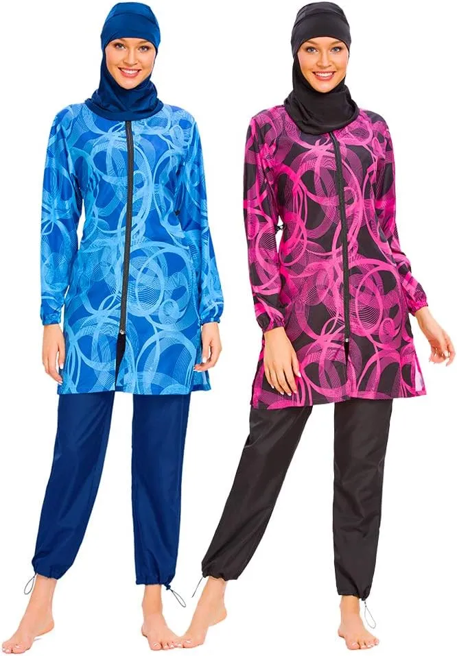 Muslim Swimsuits for Women Islamic Modest Swimwear 3 Piece Long Sleeve Burkinis