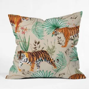 New - 16"x16" 83 Oranges Tropical and Tigers Throw Pillow Orange - Deny Designs