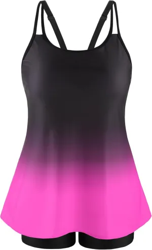 NIeyook Womens Plus Size Tankini Swimsuit Two Piece Bathing Suit Flowy Swim Tops with Boy Shorts 2025 Modest Swimwear