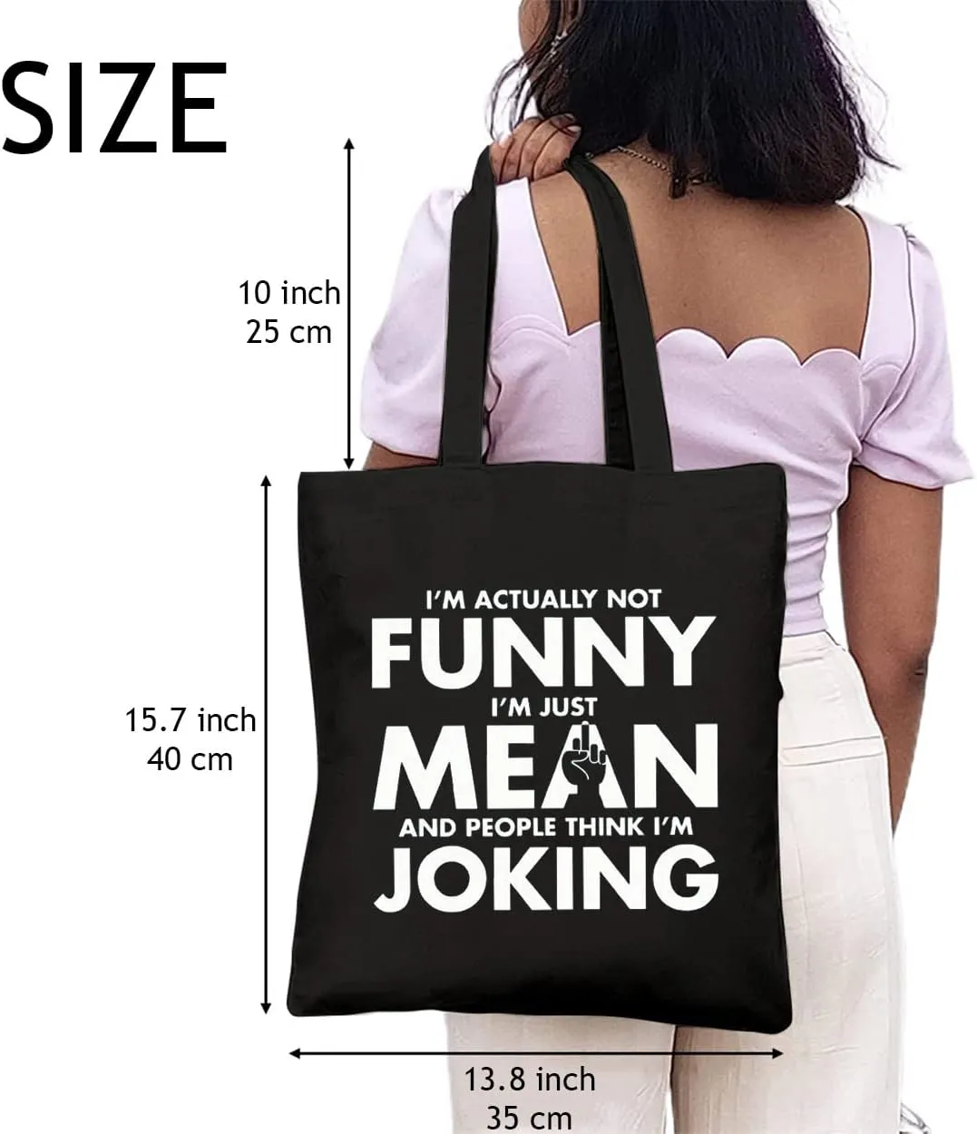 Not Joking Canvas Tote Bags for Women Sarcastic Sayings Shoulder Bag Letter Print Reusable Shopping Bag