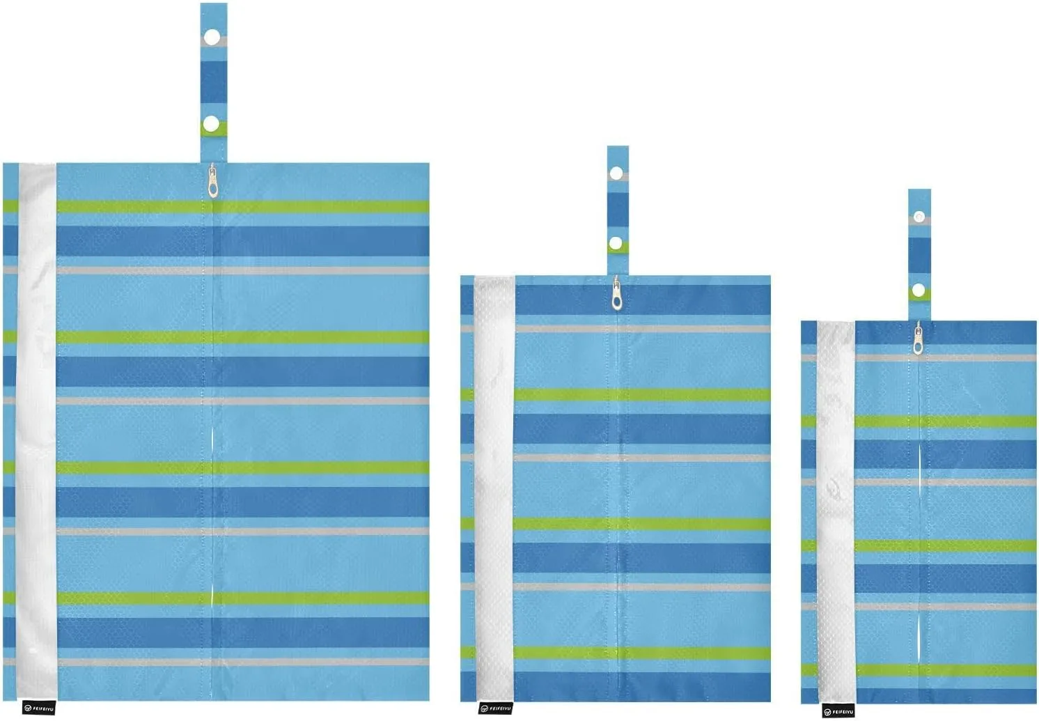 Ocean Stripes 3 Set Travel Packing Cubes For Suitcases, Foldable, Garment Bag Closet Storage, Luggage Space Saver, Luggages Management Personnel