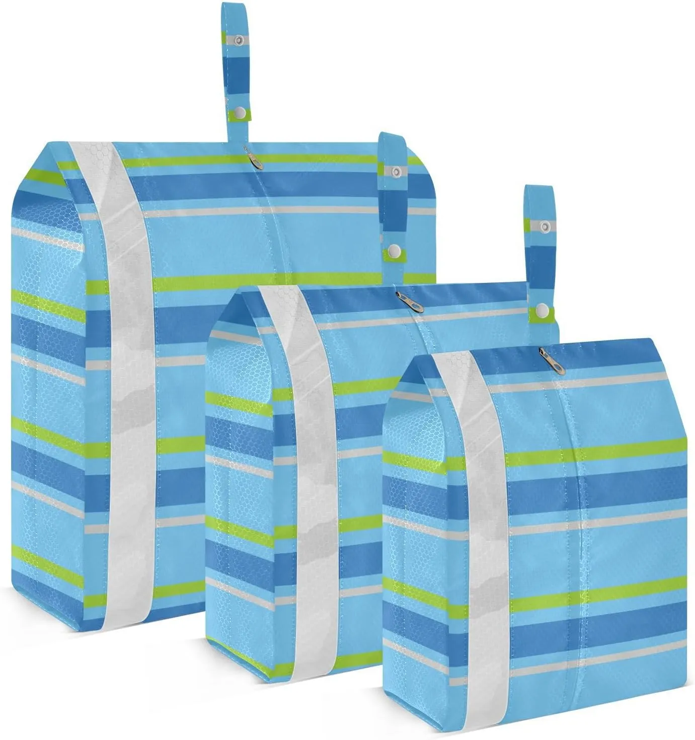Ocean Stripes 3 Set Travel Packing Cubes For Suitcases, Foldable, Garment Bag Closet Storage, Luggage Space Saver, Luggages Management Personnel