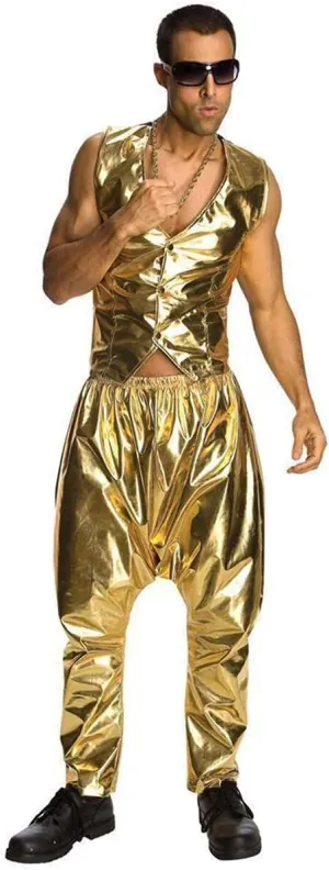 Old School Mens Halloween MC Hammer Vest Gold (ONE SIZE)
