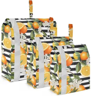 Oranges Black White Stripes Packing Cubes for Travel 3 Set Compression Cubes Luggage Accessories for Carry On Suitcases