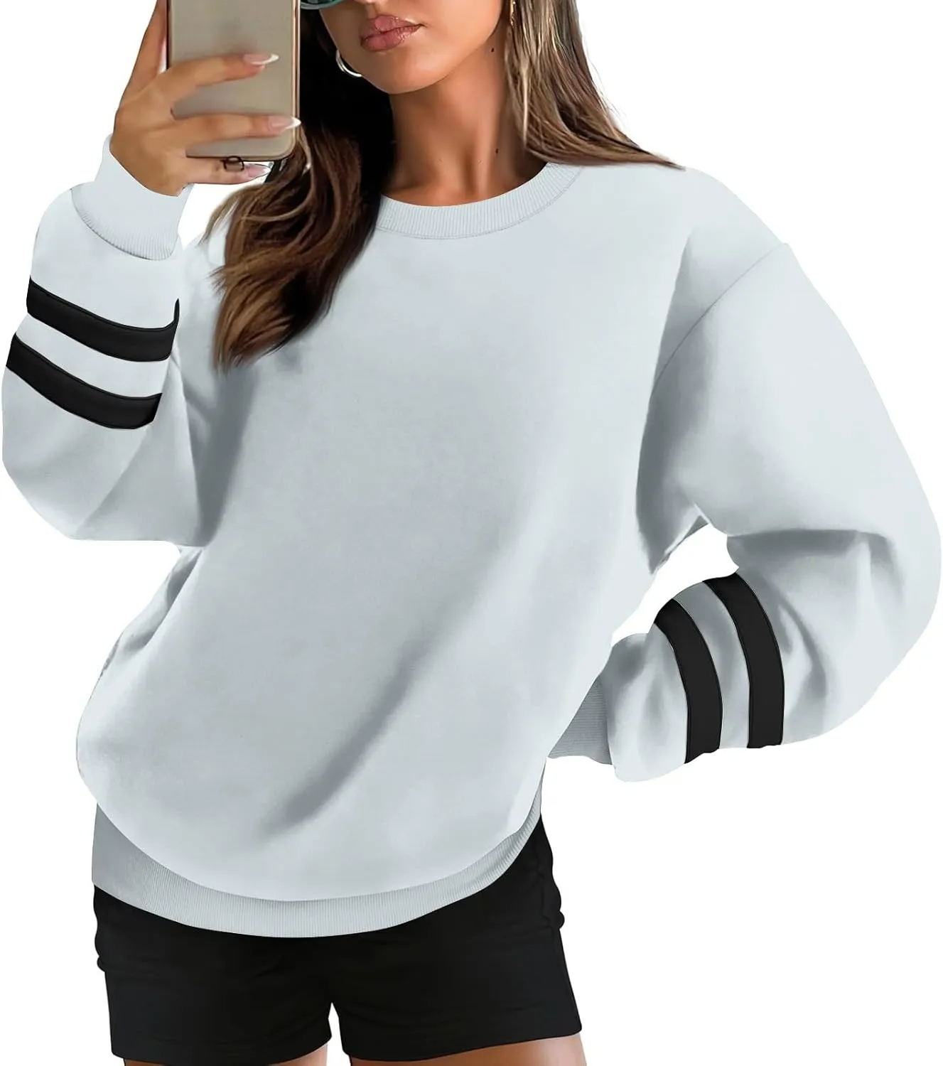 Oversized Sweatshirt For Women Trendy Hoodie Pullover Crewneck Long Sleeve Solid Fall Winter Clothes 2024