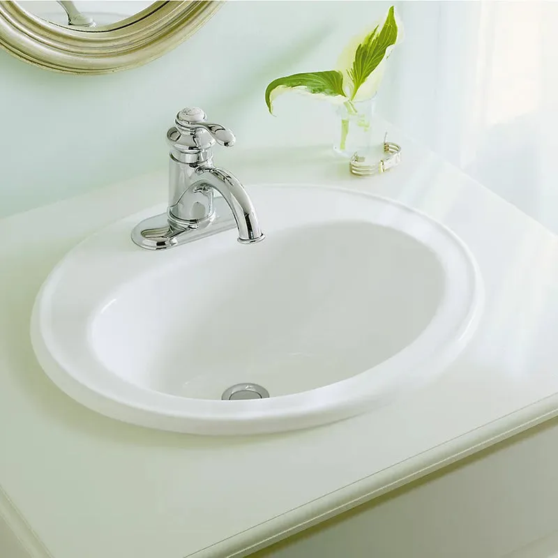 Pennington 17.5" x 20.25" x 8.5" Vitreous China Drop-In Bathroom Sink in White - 1 Faucet Hole