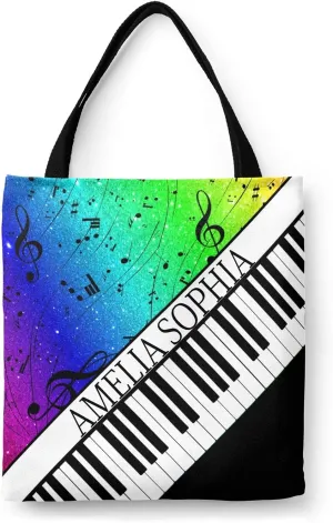 Personalized Name Ocean Glitter Music Note Piano Handbag Gift Bags Christmas Treat Bags for Holiday Party Gift Bags