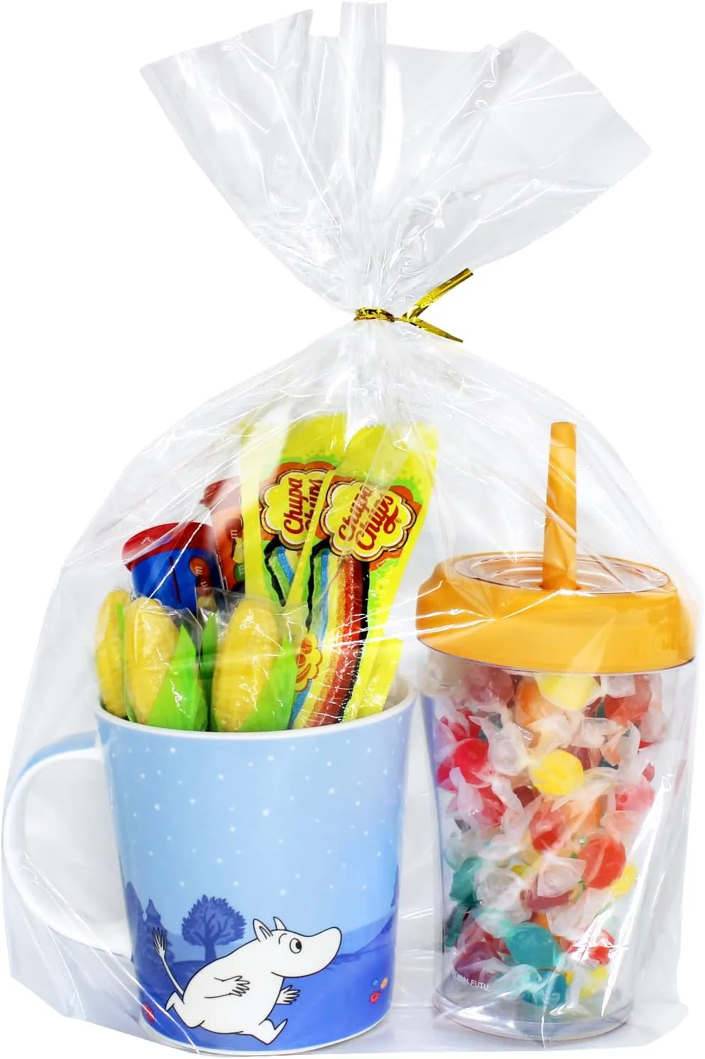PigPotParty 10"x 14", 100Pcs Bottom Gusset Bags, Clear Plastic Gift Bags, Cellophane Mug Treat Goodie Bags with 100x Twist Ties, Large Party Favor Packaging, Toy Wrapping (No Side Gusset)
