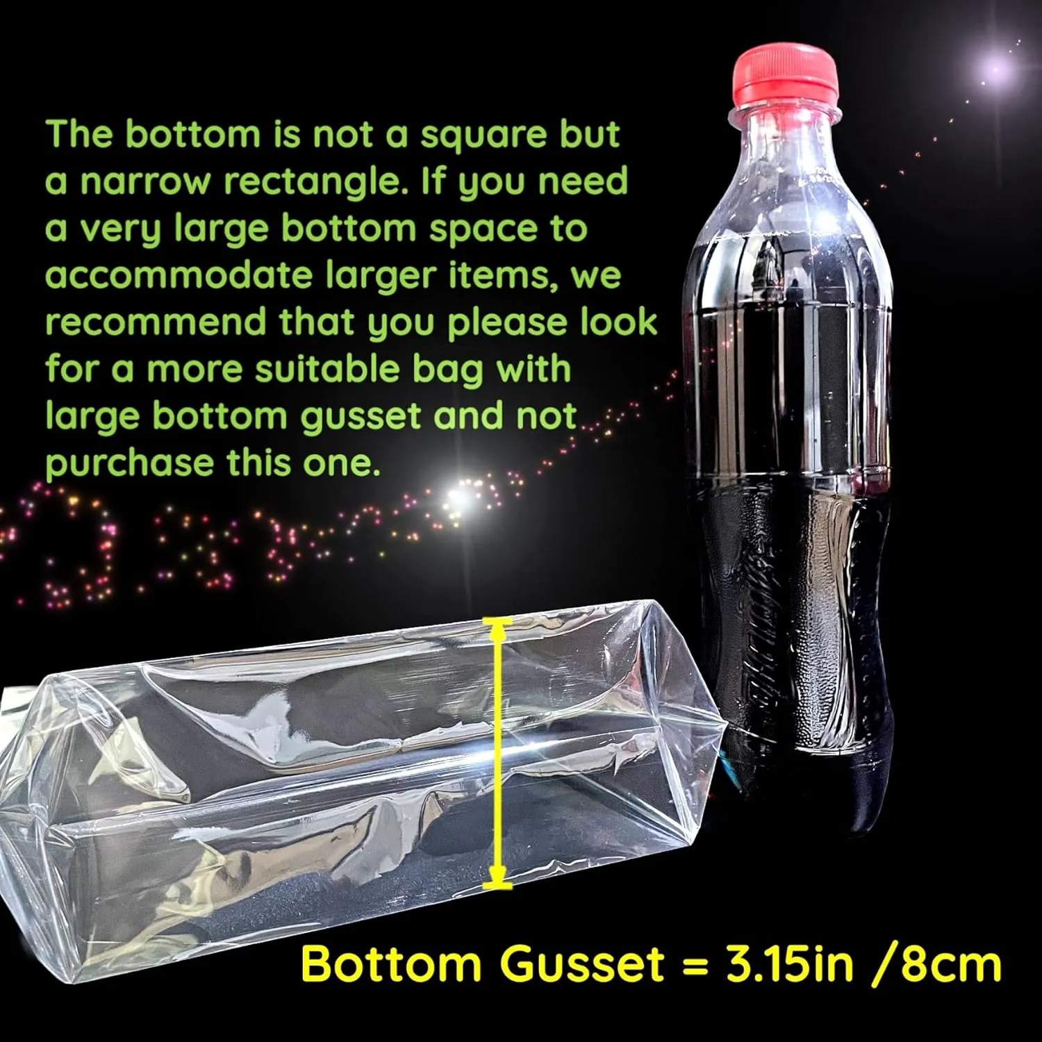 PigPotParty 10"x 14", 100Pcs Bottom Gusset Bags, Clear Plastic Gift Bags, Cellophane Mug Treat Goodie Bags with 100x Twist Ties, Large Party Favor Packaging, Toy Wrapping (No Side Gusset)
