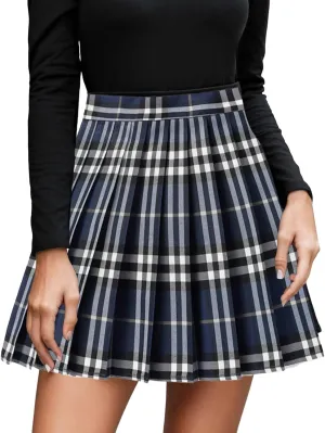 Pleated Skirt Midi for Women Summer Casual A Line Trendy Pleated High Elastic Waist Cheer Mini Skirts for Girls