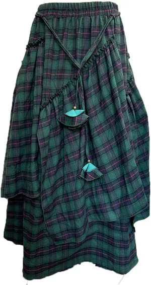 Pleated Skirts for Women Summer 2025 Trendy Plaid High Elastic Waist Loose Fit Girls Y2K Fashion Stylish Long Skirts