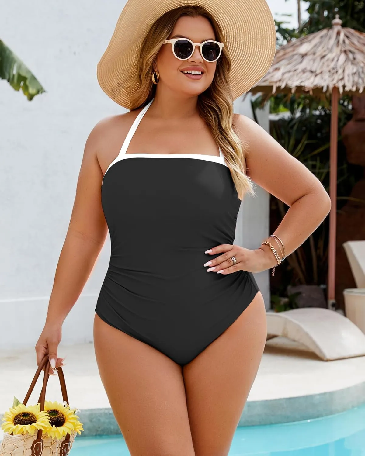Plus Size One Piece Swimsuit for Women Tummy Control Modest Bathing Suits 2025 Swim Suit Ruched Slimming Swimwear