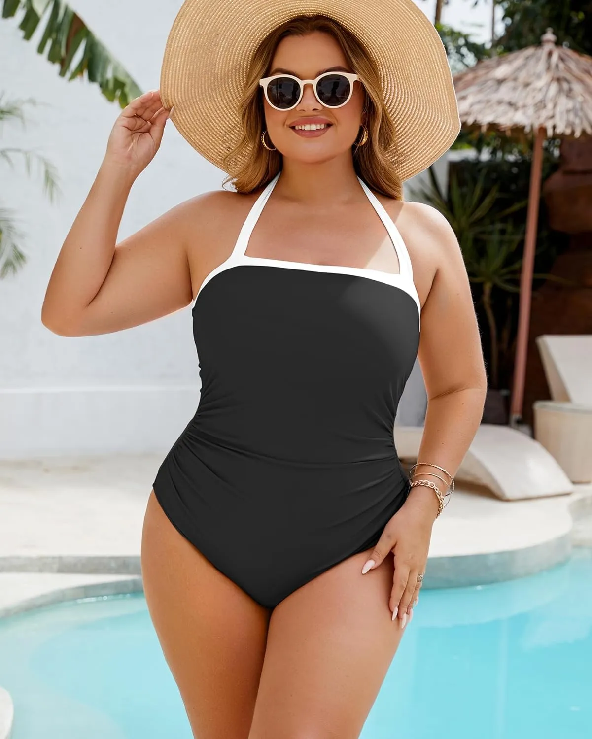 Plus Size One Piece Swimsuit for Women Tummy Control Modest Bathing Suits 2025 Swim Suit Ruched Slimming Swimwear