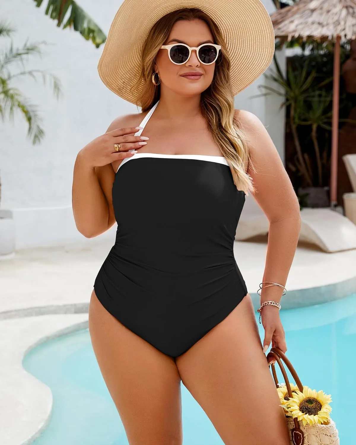 Plus Size One Piece Swimsuit for Women Tummy Control Modest Bathing Suits 2025 Swim Suit Ruched Slimming Swimwear