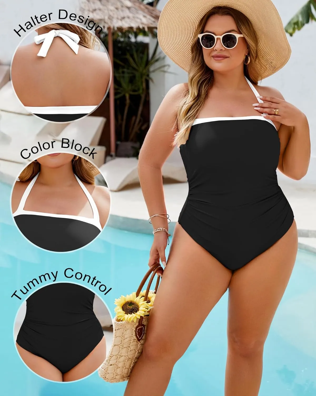 Plus Size One Piece Swimsuit for Women Tummy Control Modest Bathing Suits 2025 Swim Suit Ruched Slimming Swimwear