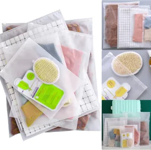 Premium Clear PE Cellophane Shoe Storage Bags - Frosted Zipper Style, Self-Sealing Resealable Packaging for Clothing, T-Shirts, and Home Organization 12Pcs
