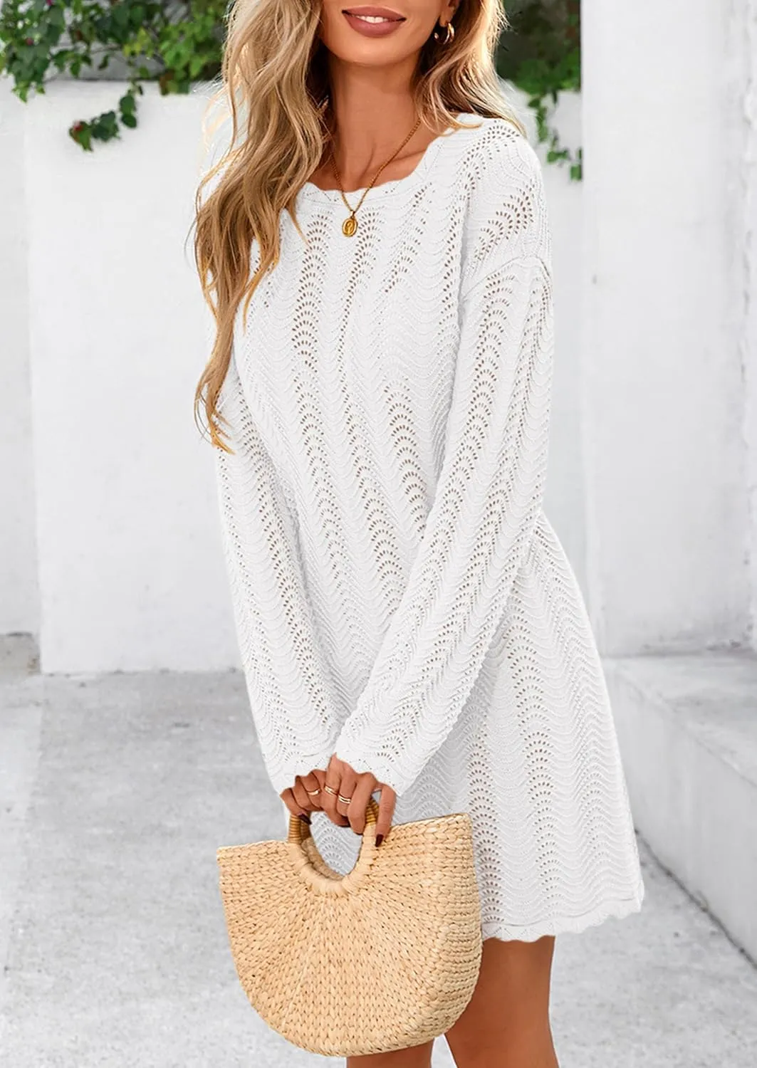 PRETTYGARDEN Women's Swimsuit Cover Up 2025 Summer Bathing Suit Swimwear Crochet Knit Dress Fashion Beach Vacation Clothes