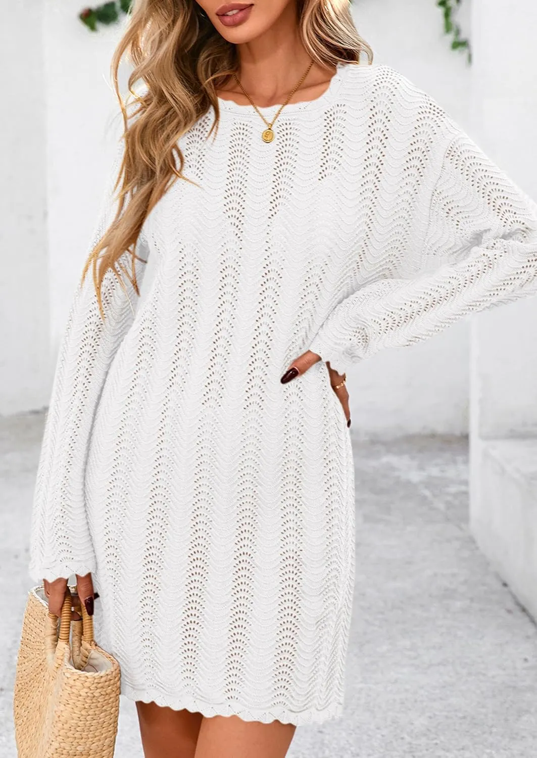 PRETTYGARDEN Women's Swimsuit Cover Up 2025 Summer Bathing Suit Swimwear Crochet Knit Dress Fashion Beach Vacation Clothes