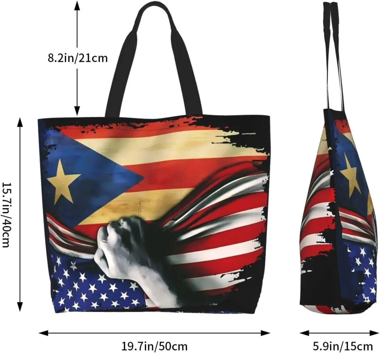 Puerto Rican American Flag Women's Tote Bag Large Capacity Single Shoulder Bags Handbag for Shopping Work