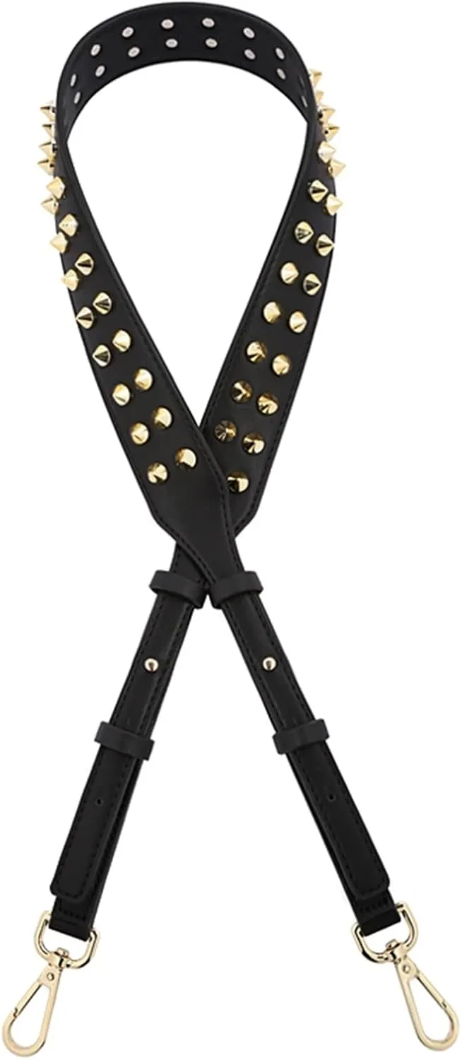 Purse Shoulder Strap Adjustable Double-sided Leather Rivet Crossbody Bag Strap Wide Replacement Belt Accessories for Female