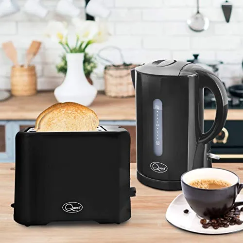 Quest 34289 2 Slice Toaster / Variable Browning Control / Reheat and Defrost / Crumb Tray and Cord Storage / Black / 870W