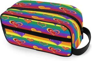 Rainbow Hearts Travel Toiletry Bag for Women Men, Hanging Cosmetic Bag, Water Resistant Shaving Bag for Toiletries Accessories