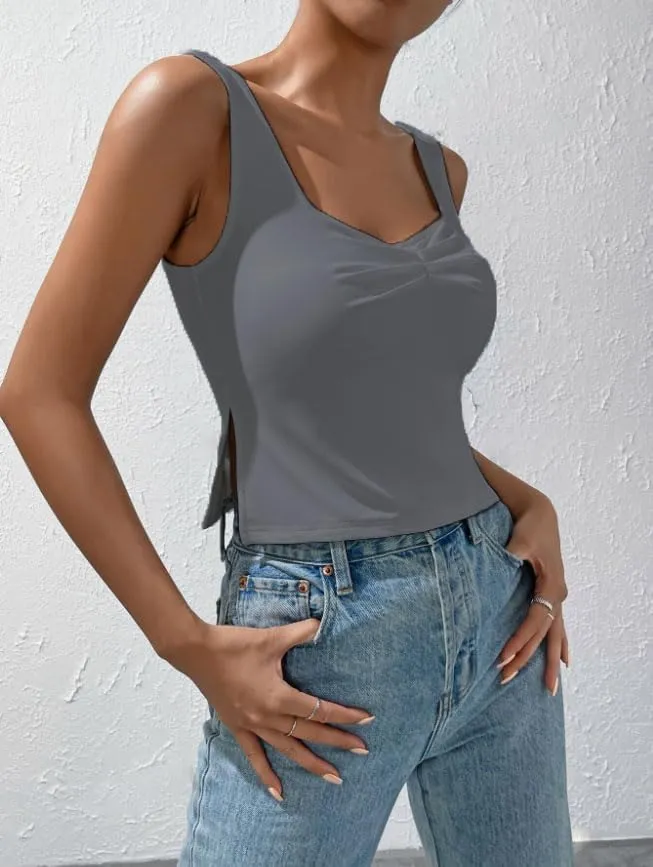 Ribbed Tank Tops for Women Sleeveless Camisole Racerback Blouse, Casual Loose Fit Summer Basic Tops