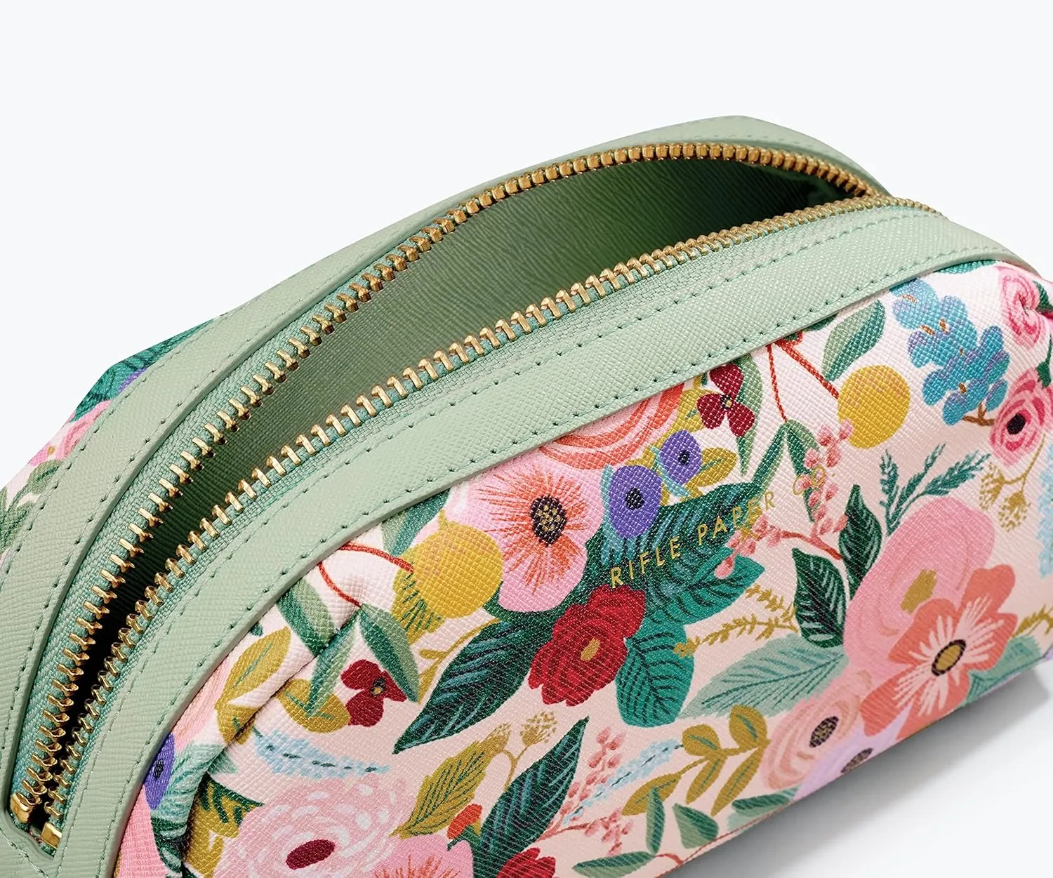 RIFLE PAPER CO. Garden Party Small Cosmetic Pouch For Storing Small Accessories, Includes Gold Zipper, Printed In Full Color With Stylized Pattern & Foil Stamped Logo