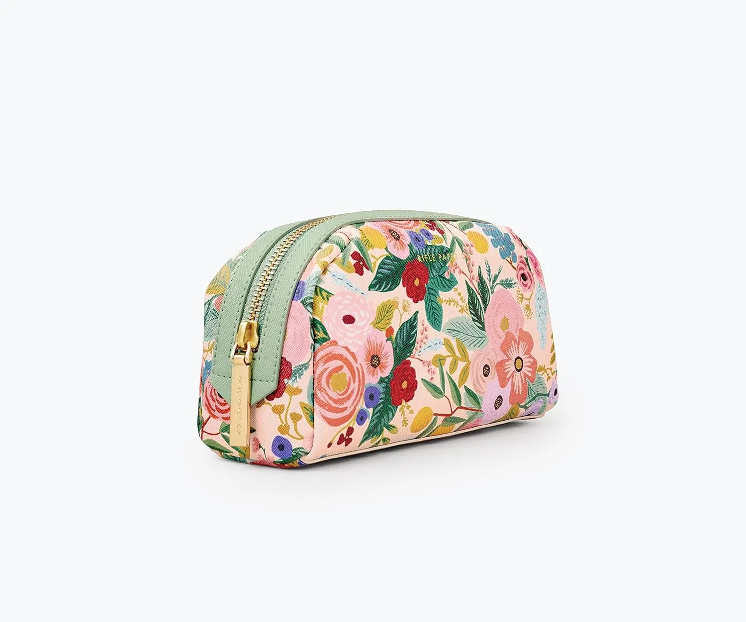 RIFLE PAPER CO. Garden Party Small Cosmetic Pouch For Storing Small Accessories, Includes Gold Zipper, Printed In Full Color With Stylized Pattern & Foil Stamped Logo