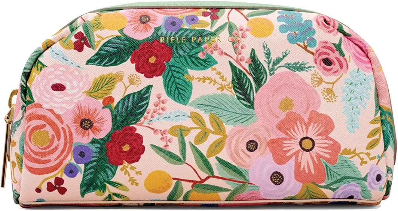 RIFLE PAPER CO. Garden Party Small Cosmetic Pouch For Storing Small Accessories, Includes Gold Zipper, Printed In Full Color With Stylized Pattern & Foil Stamped Logo