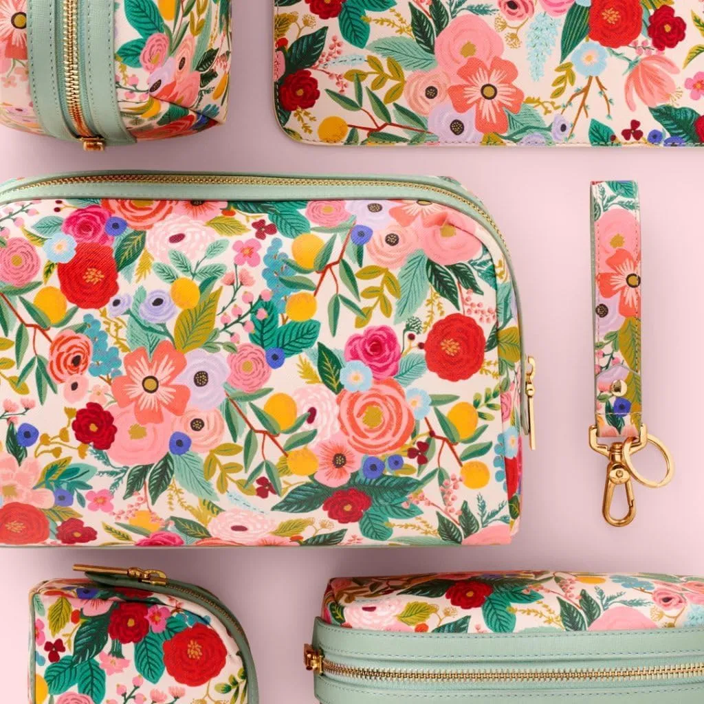 RIFLE PAPER CO. Garden Party Small Cosmetic Pouch For Storing Small Accessories, Includes Gold Zipper, Printed In Full Color With Stylized Pattern & Foil Stamped Logo