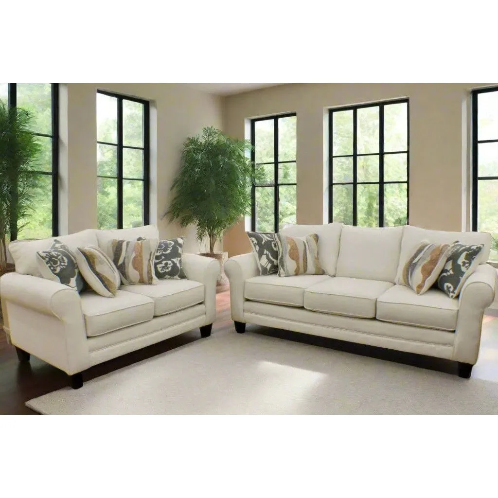Rolled Arm Salt Sofa   Love Seat Performance Fabric 2-Pc Set