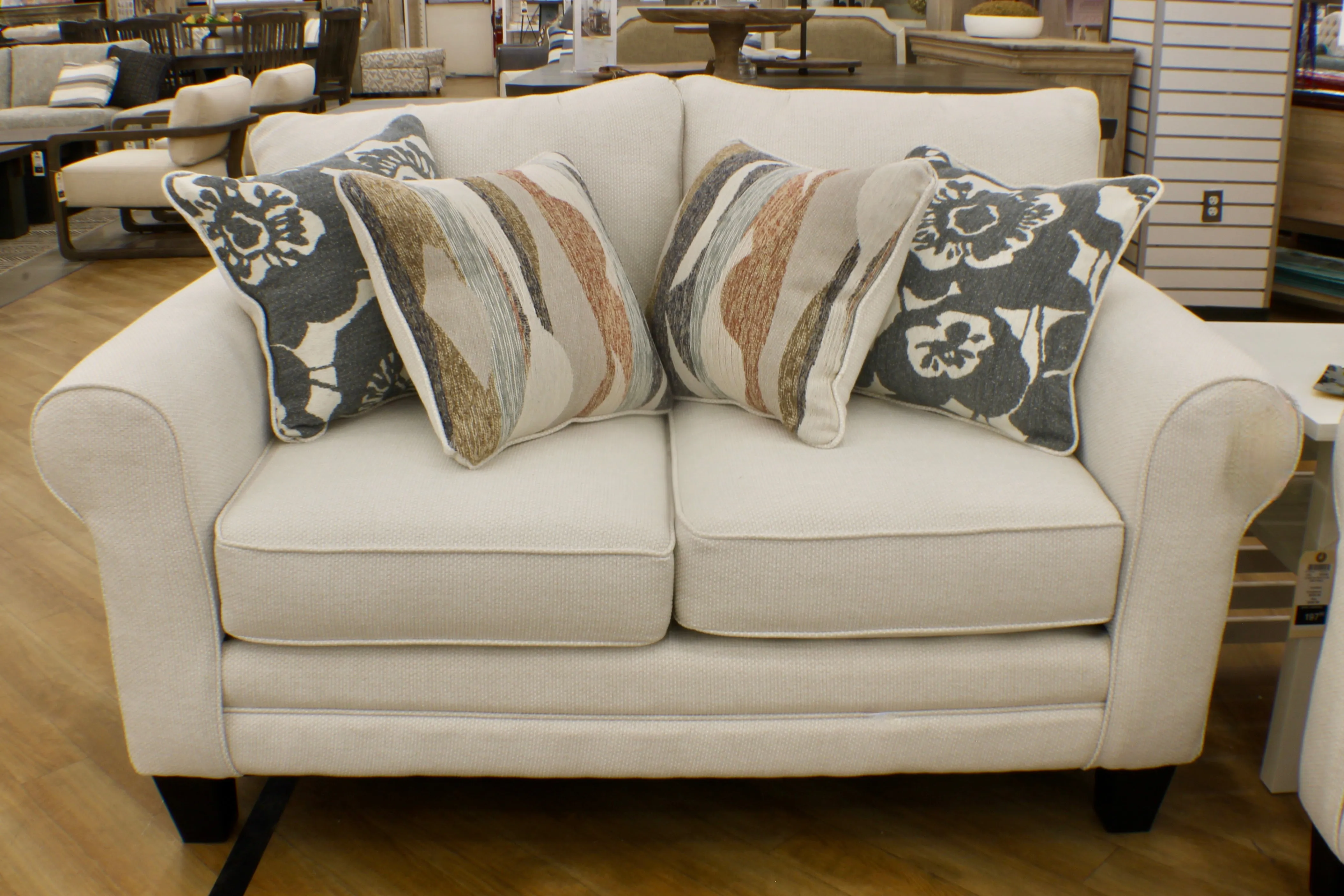 Rolled Arm Salt Sofa   Love Seat Performance Fabric 2-Pc Set