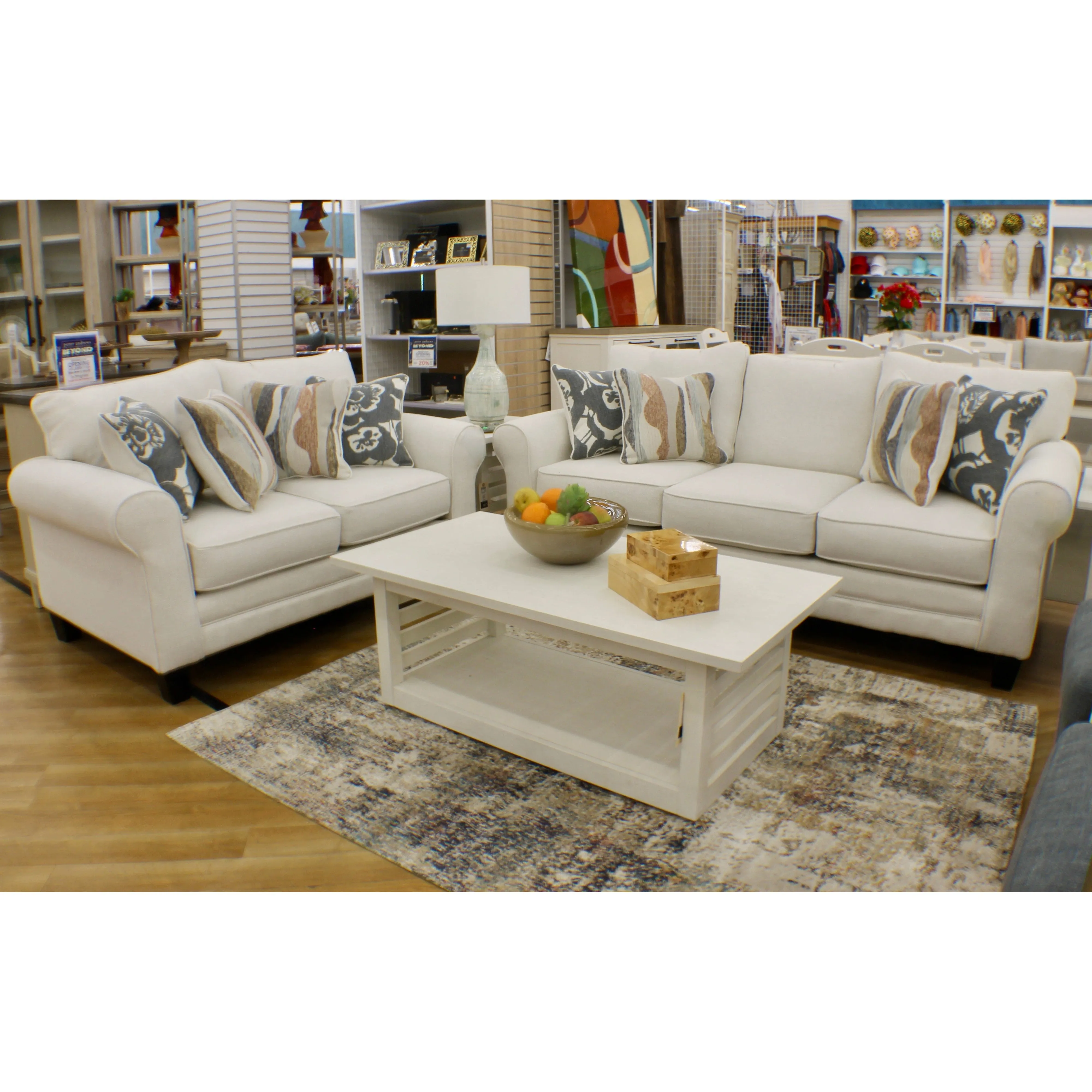 Rolled Arm Salt Sofa   Love Seat Performance Fabric 2-Pc Set