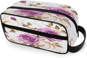 Roses Pattern Travel Toiletry Bag for Women Men, Hanging Cosmetic Bag, Water Resistant Shaving Bag for Toiletries Accessories