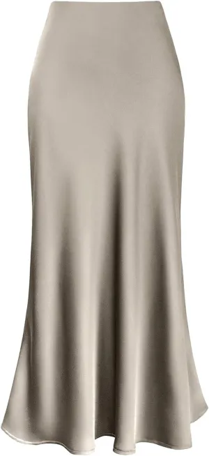 Satin Maxi Skirt for Women 2025 Trendy High Waisted Silk A-Line Skirts Party Summer Spring Elegant Long Dress