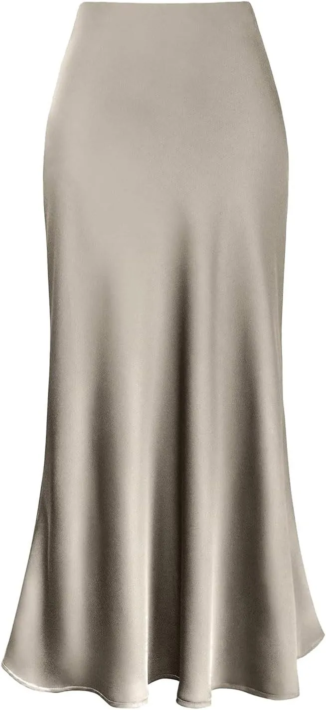 Satin Maxi Skirt for Women 2025 Trendy High Waisted Silk A-Line Skirts Party Summer Spring Elegant Long Dress