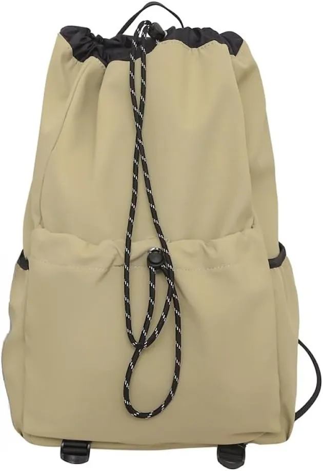 Selena Drawstring Bucket Backpack with pins and Accessories Aesthetic Big Capacity Couple Travel Laptop Bag (Backpack,Brown)