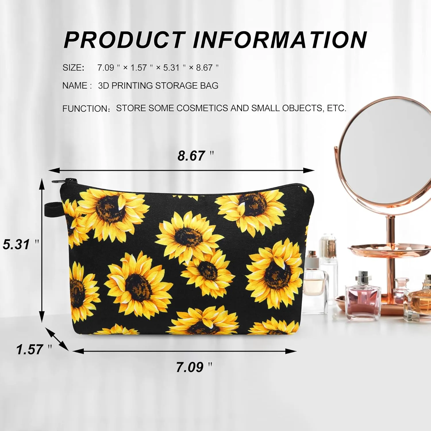 SELLYFELLY Women Cosmetic Bag Travel Makeup Pouch Waterproof Makeup Bag for Purse Portable Toiletry Bag Accessories Organizer