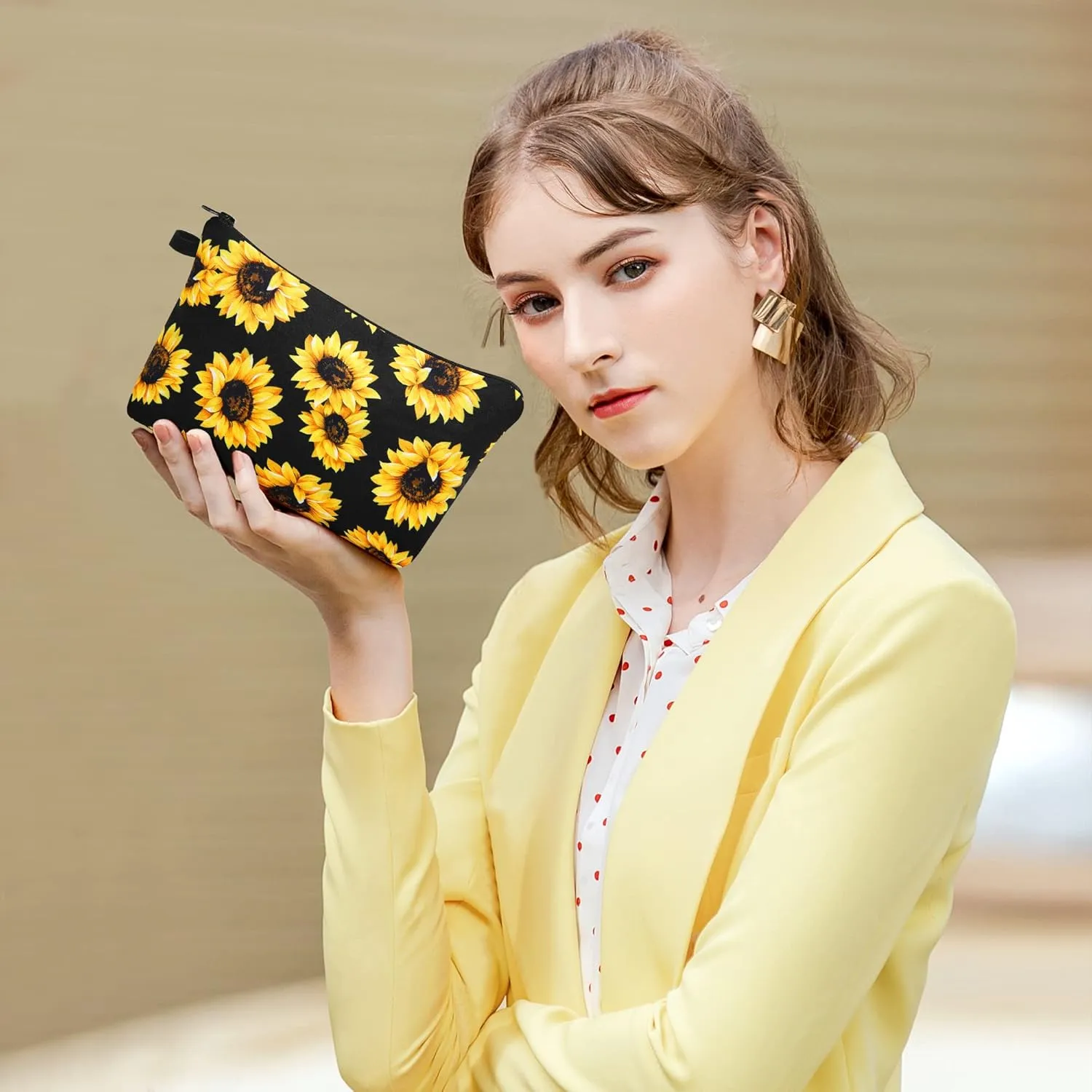 SELLYFELLY Women Cosmetic Bag Travel Makeup Pouch Waterproof Makeup Bag for Purse Portable Toiletry Bag Accessories Organizer