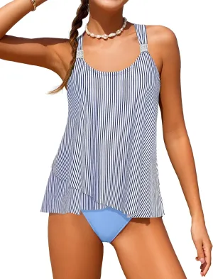 Shallmu Girls Swimsuits Two Piece Girls Bathing Suits Ruffle High Waisted Girls Tankini 9-16 Years Girls Swimwear