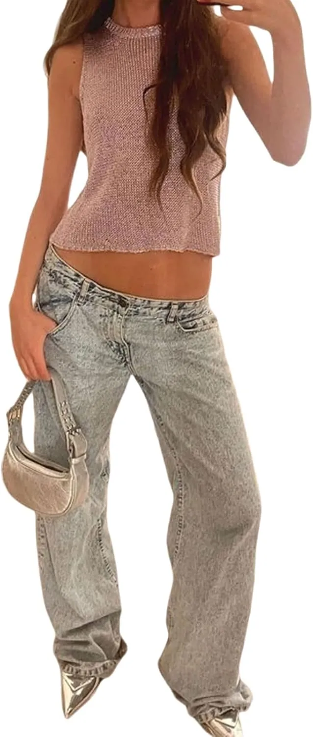 Sheer Mesh Tank Top for Women Sleeveless See Through Going Out Tops Summer Y2k Camisole Tops