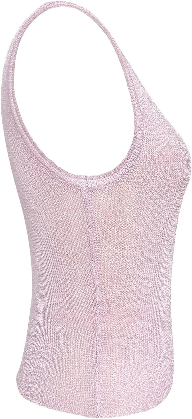 Sheer Mesh Tank Top for Women Sleeveless See Through Going Out Tops Summer Y2k Camisole Tops