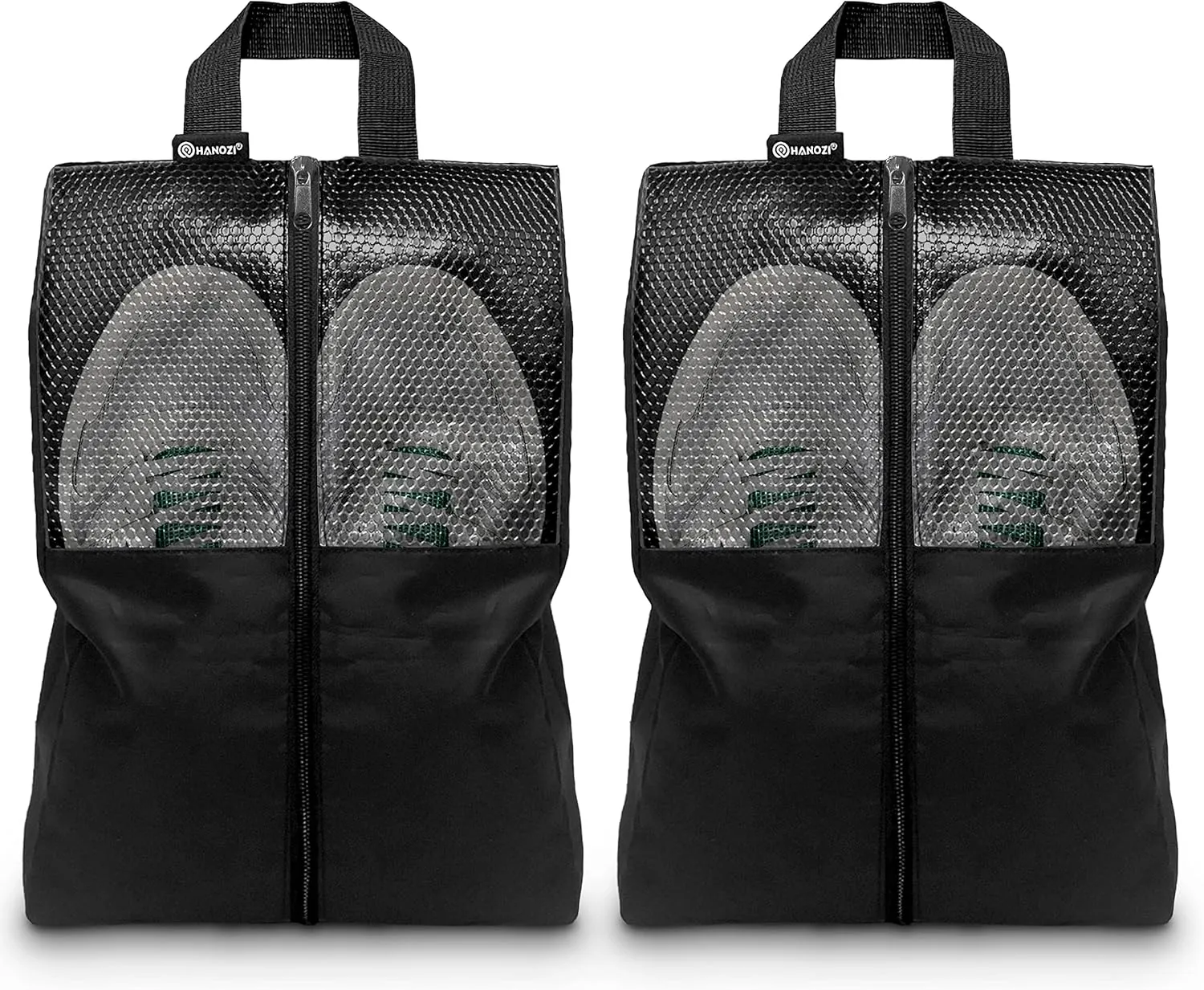 Shoe Bags For Travel, Used As For Storage or Shoe Travel Bag, Space Saving When Travelling With This Travel Shoe Bags For Packing, Featuring Waterproof Nylon Sneaker Bag. (Black, 2 Pack, Large)
