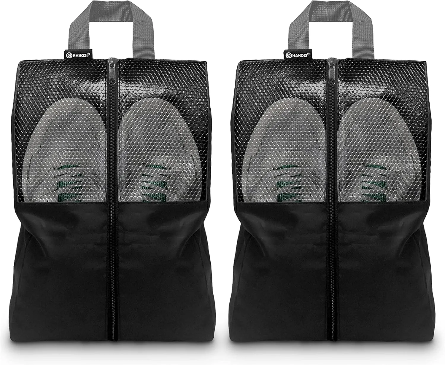 Shoe Bags For Travel, Used As For Storage or Shoe Travel Bag, Space Saving When Travelling With This Travel Shoe Bags For Packing, Featuring Waterproof Nylon Sneaker Bag (Black, 2 Pack, Medium)