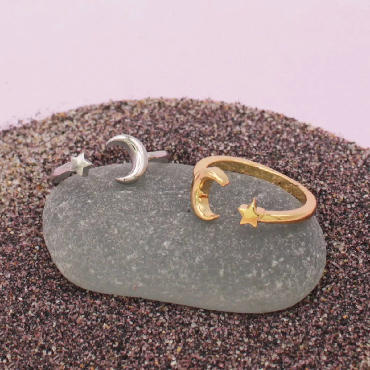 Silver Star Moon Adjustable Toe Rings